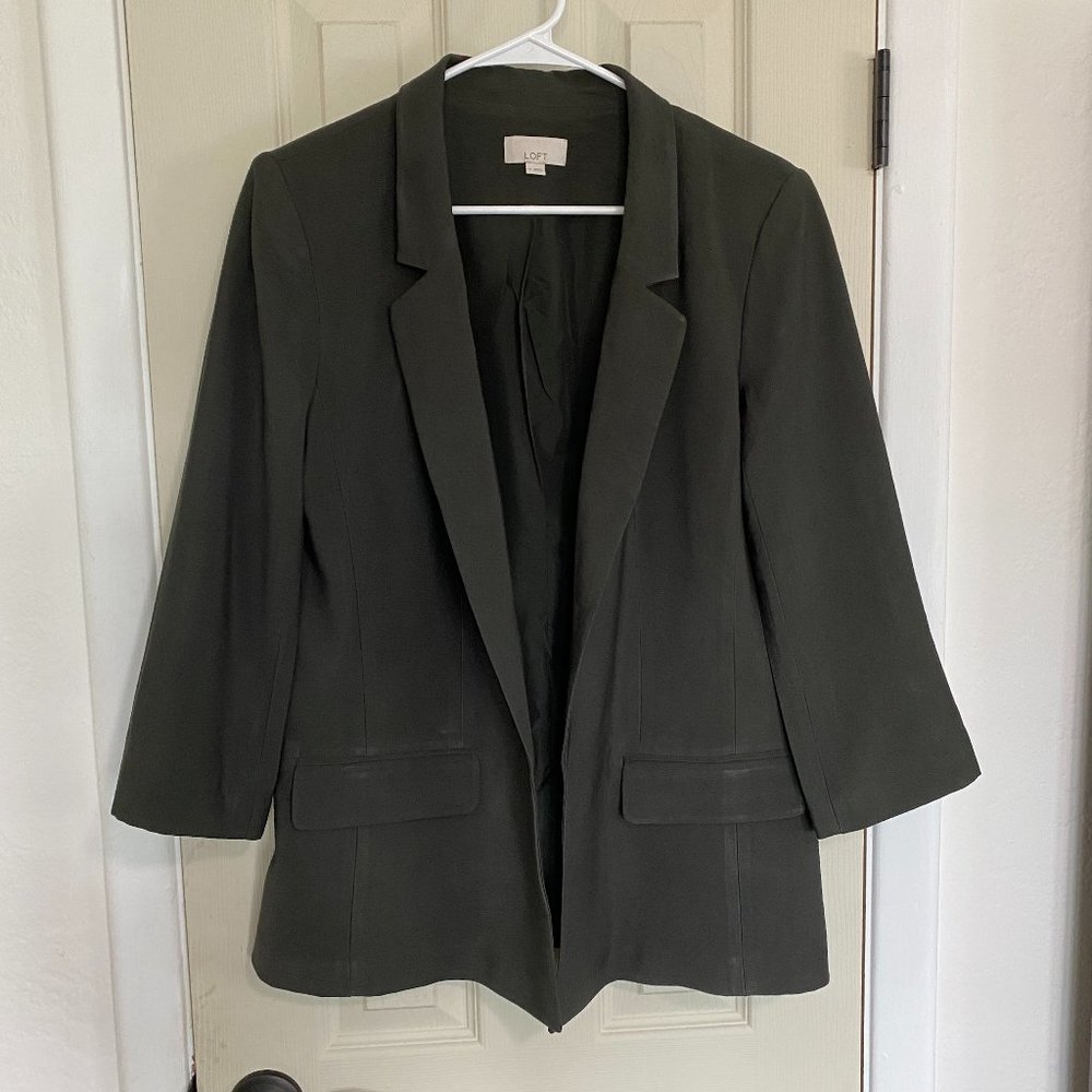 Ann Taylor LOFT Olive Green 3/4 Sleeve Blazer